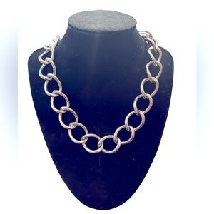 Chunky Silver Tone Link Necklace